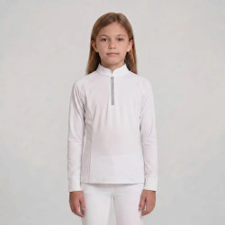 Meisjes wedstrijdshirt paardrijden lange mouw oudroze 160