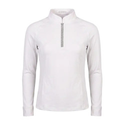 Meisjes wedstrijdshirt paardrijden lange mouw oudroze 160