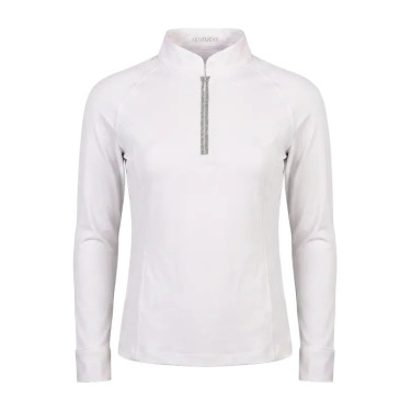 Meisjes wedstrijdshirt paardrijden lange mouw oudroze 160