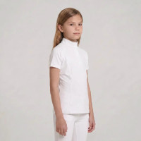 Wedstrijdshirt paardrijden meisje kort mouw wit maat 160