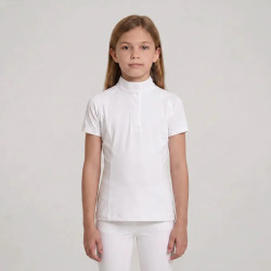 Wedstrijdshirt paardrijden meisje kort mouw wit maat 160