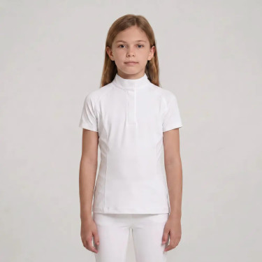 Wedstrijdshirt paardrijden meisje kort mouw wit maat 160