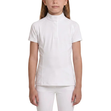 Wedstrijdshirt paardrijden meisje kort mouw wit maat 160