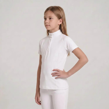 Wedstrijdshirt paardrijden meisje kort mouw wit maat 160