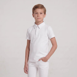 Jongens wedstrijdshirt wit kort mouw 160 | Ruitersport