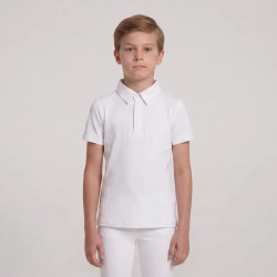 Jongens wedstrijdshirt wit kort mouw 160 | Ruitersport