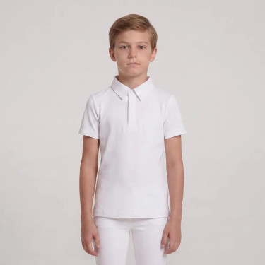 Jongens wedstrijdshirt wit kort mouw 160 | Ruitersport