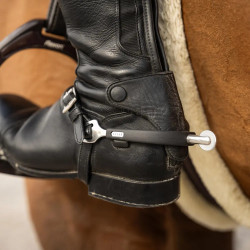 RVS paardrijsporen met rubber en groot wiel 30 mm | Velari
