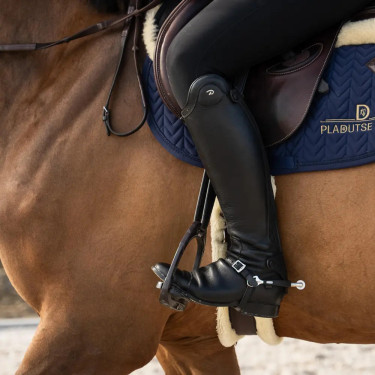 RVS paardrijsporen met rubber en groot wiel 30 mm | Velari