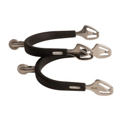 RVS paardrijsporen met rubber en rowelwieltje 30 mm