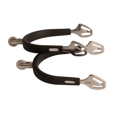 RVS paardrijsporen met rubber en rowelwieltje 30 mm