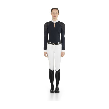 Wedstrijdpolo Teresa Ego7 dames met lange mouwen Marine Marineblauw