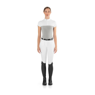 Polo de concours mesh Ego7 manches courtes femme Gris glace