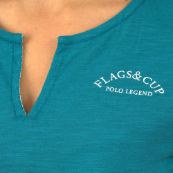 T-Shirt Femme Ocana Flags & Cup Bleu émeraude T-Shirt Femme Ocana Flags & Cup Bleu émeraude