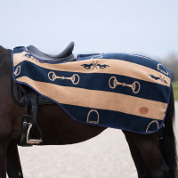 Uitrijdeken HV Polo Gwenny print fleece Marine / camel Blauw