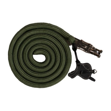 Longe Montalcino avec mousqueton anti-panique HKM Vert olive