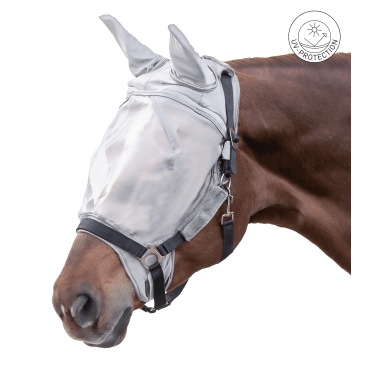 Masque anti-mouches Waldhausen pour licol Premium protection des oreilles Gris argent