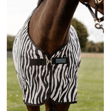 Couverture anti-mouches Waldhausen Zebra sangle croisées Noir / blanc Couverture anti-mouches Waldhausen Zebra sangle croisées Noir / blanc