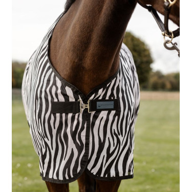 Couverture anti-mouches Waldhausen Zebra sangle croisées Noir / blanc Couverture anti-mouches Waldhausen Zebra sangle croisées Noir / blanc