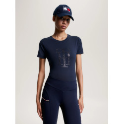 T-shirt Tommy Hilfiger Equestrian Manhattan manches courtes femme Bleu marine