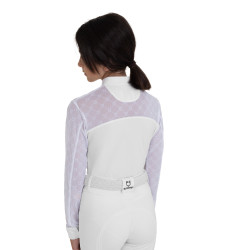 Polo de concours fille manches longues avec tulle Equestro Polo de concours fille manches longues avec tulle Equestro