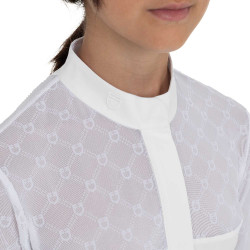 Polo de concours fille manches longues avec tulle Equestro Polo de concours fille manches longues avec tulle Equestro