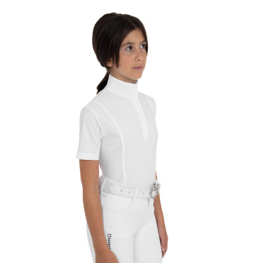 Polo de concours fille à manches courtes avec inserts en mesh Equestro