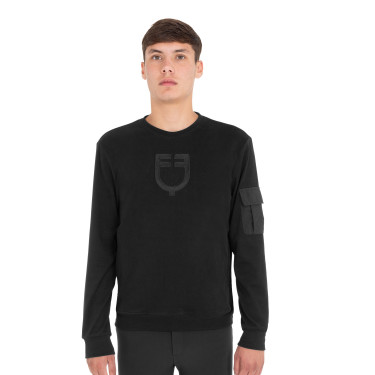 Heren fleece sweater met ronde hals met zijzak Equestro Heren fleece sweater met ronde hals met zijzak Equestro