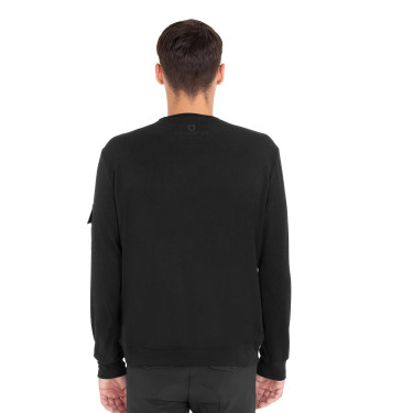 Heren fleece sweater met ronde hals met zijzak Equestro Heren fleece sweater met ronde hals met zijzak Equestro