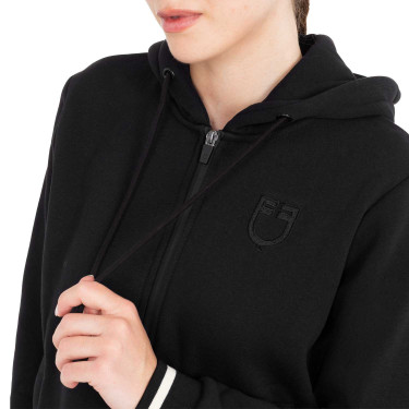Dameshoodie met capuchon en ritssluiting Equestro dames Zwart / zwart