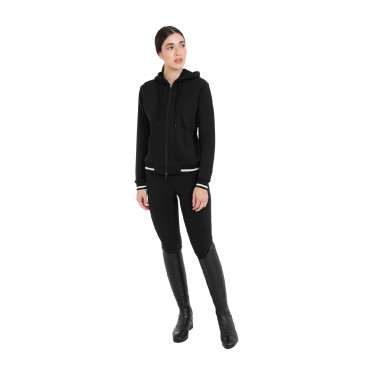 Dameshoodie met capuchon en ritssluiting Equestro dames Zwart / zwart