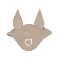 Bonnet en tissu technique avec logo contrasté Equestro Cobblestone / blanc antique