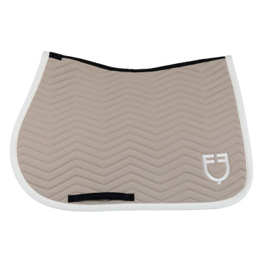 Tapis de saut matelassé à vagues Equestro Cobblestone / blanc antique