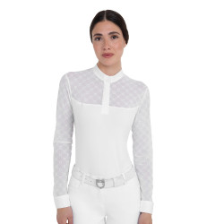 Polo de concours femme manches longues avec tulle Equestro