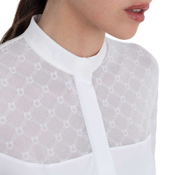 Dames wedstrijdpoloshirt met lange mouwen en tule Equestro Dames wedstrijdpoloshirt met lange mouwen en tule Equestro