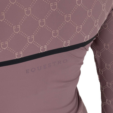 Polo d’entraînement femme manches longues imprimé monogramme Equestro Polo d’entraînement femme manches longues imprimé monogramme Equestro