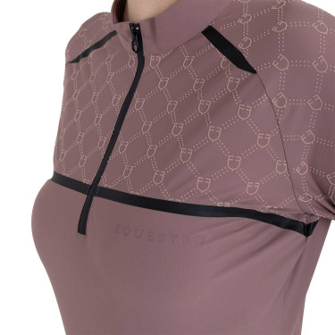 Polo d’entraînement femme manches longues imprimé monogramme Equestro Polo d’entraînement femme manches longues imprimé monogramme Equestro