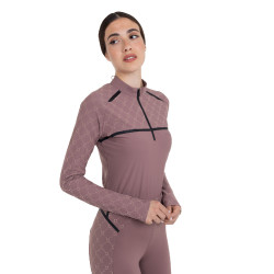 Trainingspolo dames met lange mouwen monogramprint Equestro