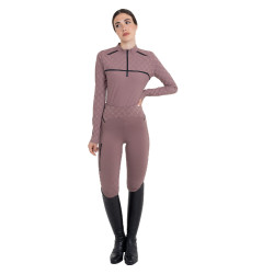 Trainingspolo dames met lange mouwen monogramprint Equestro