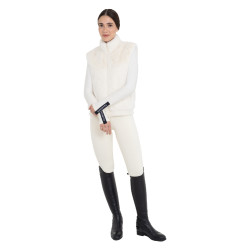 Veste sans manches femme en fausse fourrure Equestro Blanc antique Beige Veste sans manches femme en fausse fourrure Equestro Blanc antique Beige