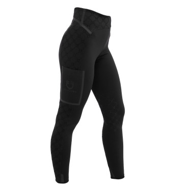 Legging femme taille haute en tissu technique monogramme Equestro Legging femme taille haute en tissu technique monogramme Equestro