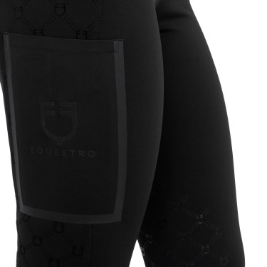 Legging femme taille haute en tissu technique monogramme Equestro Legging femme taille haute en tissu technique monogramme Equestro