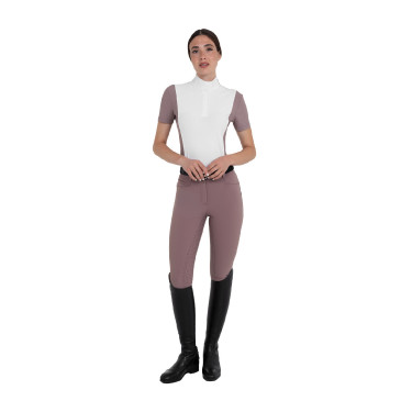 Pantalon femme full grip taille haute en tissu technique bi-stretch Equestro Antler Beige Pantalon femme full grip taille haute en tissu technique bi-stretch Equestro Antler Beige