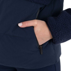 Veste doudoune femme avec empiècements en teddy Equestro Marine blazer Bleu marine