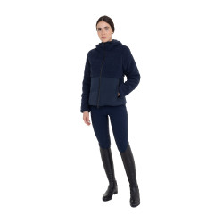 Veste doudoune femme avec empiècements en teddy Equestro Marine blazer Bleu marine
