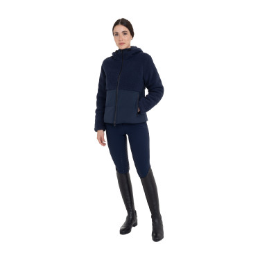 Veste doudoune femme avec empiècements en teddy Equestro Marine blazer Bleu marine