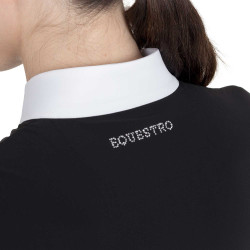 Dames wedstrijdpolo met korte mouwen met strass Equestro Dames wedstrijdpolo met korte mouwen met strass Equestro