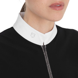 Dames wedstrijdpolo met korte mouwen met strass Equestro Dames wedstrijdpolo met korte mouwen met strass Equestro
