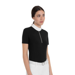 Dames wedstrijdpolo met korte mouwen met strass Equestro Dames wedstrijdpolo met korte mouwen met strass Equestro