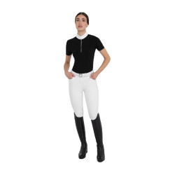 Dames wedstrijdpolo met korte mouwen met strass Equestro Dames wedstrijdpolo met korte mouwen met strass Equestro